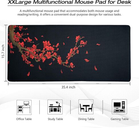 لوحة ماوس ألعاب كبيرة للمكتب، لوحة ماوس Kanagawa XXL مقاس 35.4 × 15.7 بوصة، وسادة مكتب مقاومة للماء، قاعدة ماوس مطاطية غير قابلة للانزلاق، لوحة لوحة مفاتيح للكمبيوتر، لوحة ماوس بيضاء in Kuwait