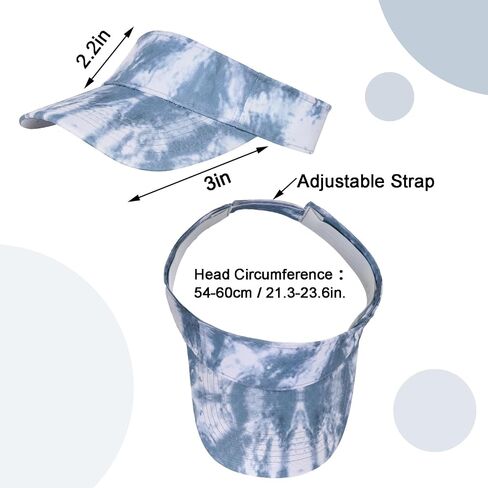 Marrywindix 1 Piece of Tie Dye Colorful Sport Wear Athletic Visor Sun Sports Visor Hat Visor Adjustable Cap for Women and Men (Style 1) in Kuwait