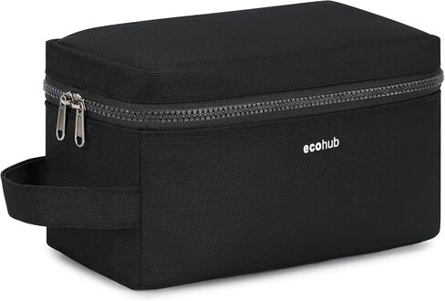 ECOHUB Toiletry Bag for Men Travel Dopp Kit Water Resistant Small Shaving Kit Bag Toiletry Organizer for Traveling, Separate Dry Wet & Toothbrush Pocket, Wide Open (Black-2) in Saudi Arabia