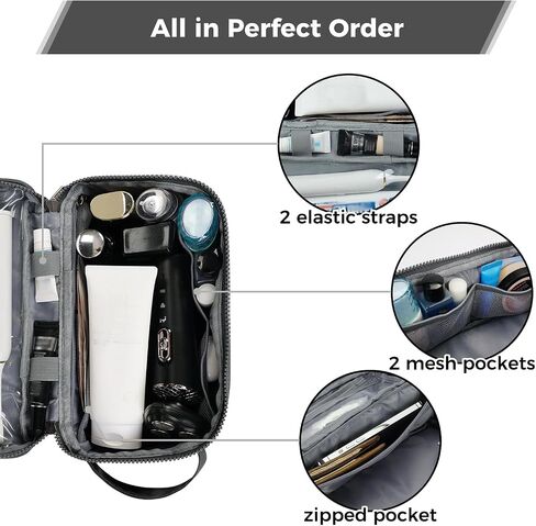 ECOHUB Toiletry Bag for Men Travel Dopp Kit Water Resistant Small Shaving Kit Bag Toiletry Organizer for Traveling, Separate Dry Wet & Toothbrush Pocket, Wide Open (Black-2) in Saudi Arabia