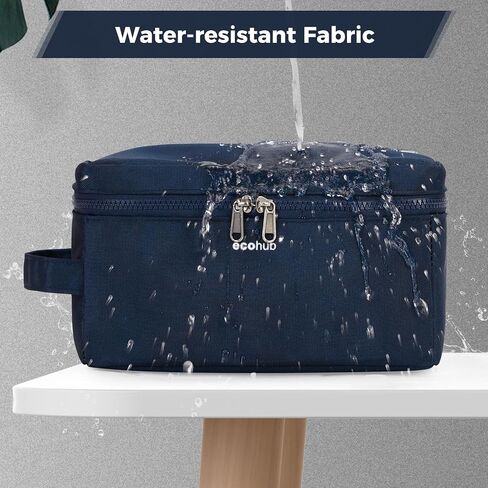 ECOHUB Toiletry Bag for Men Travel Dopp Kit Water Resistant Small Shaving Kit Bag Toiletry Organizer for Traveling, Separate Dry Wet & Toothbrush Pocket, Wide Open (Black-2) in Saudi Arabia