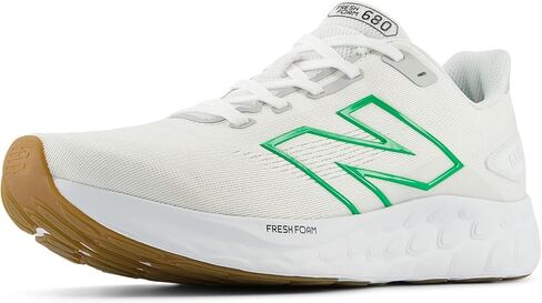 New Balance Men's Fresh Foam 680 V8 Running Shoe, White/Brighton Grey/Kelly Green, 15 Wide in Saudi Arabia