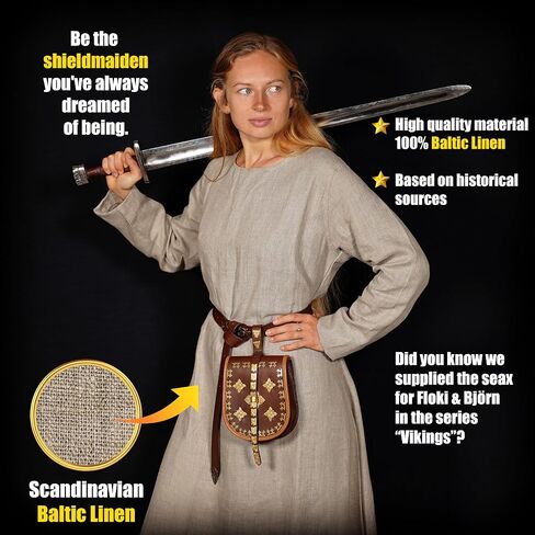 Mythrojan Helga Viking Linen Dress for LARP SCA Renaissance Fair & Reenactment in Saudi Arabia