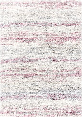 SAFAVIEH Fontana Shag Collection 9' x 12' Ivory / Pink FNT842B Modern Stripe Non-Shedding Living Room Bedroom Dining Room Entryway Plush 2-inch Thick Area Rug in Saudi Arabia