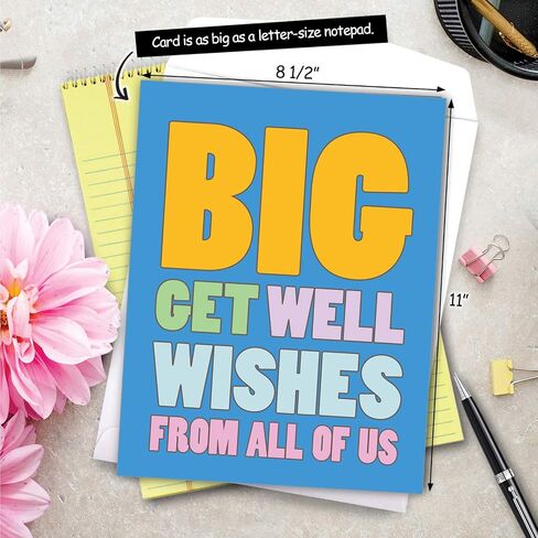 NobleWorks - Big Funny Group Get Well Card (8.5 x 11 Inch) - Jumbo Feel Better Soon from All of Us, Hospital, Sick - Big Get Well Wishes J2721GWG-US in Saudi Arabia