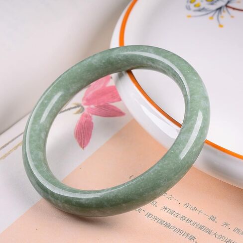 Jade Bracelet for Women, 100% Natural Green Jade, Good Luck Genuine Grade A Round Jade Bangles with Jewelry Box and Certificate, Inner 2.12-2.52''/54-64mm in Saudi Arabia