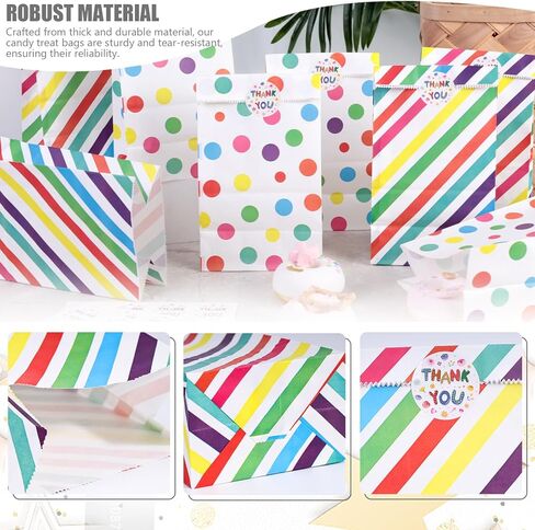 36 قطعة من حقائب هدايا الحفلات من جوهاوس، حقائب هدايا مع ملصقات ملونة مخططة منقطة وحقائب هدايا للأطفال وحفلات أعياد الميلاد وحفلات استقبال المولود الجديد، 4.7 بوصة × 3.1 بوصة × 8.7 بوصة in Kuwait