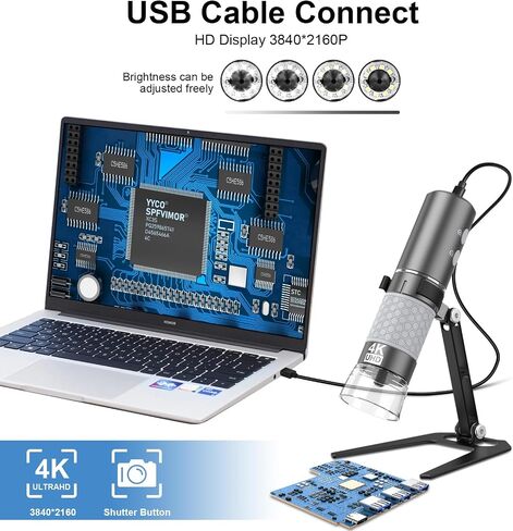 Cainda 4K WiFi Digital Microscope Camera for iPhone Android Phone and Windows Mac PC, 3840x2160P Wireless Handheld Microscope, Portable Microscope for Adults and Kids in Saudi Arabia