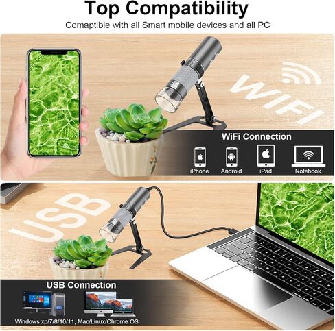 Cainda 4K WiFi Digital Microscope Camera for iPhone Android Phone and Windows Mac PC, 3840x2160P Wireless Handheld Microscope, Portable Microscope for Adults and Kids in Saudi Arabia