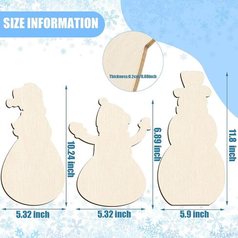 6 Pieces Christmas Wooden Snowman Cutouts Wood Snowman Ornaments Snowman Wood Slices Winter Wooden Crafts Christmas Tree Unfinished Wood Hanging Decors for DIY Projects Xmas Party Decoration to Paint in Saudi Arabia