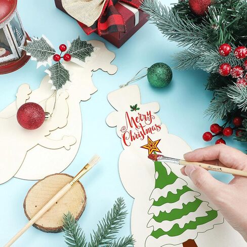 6 Pieces Christmas Wooden Snowman Cutouts Wood Snowman Ornaments Snowman Wood Slices Winter Wooden Crafts Christmas Tree Unfinished Wood Hanging Decors for DIY Projects Xmas Party Decoration to Paint in Saudi Arabia