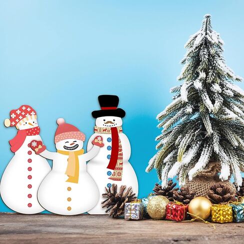 6 Pieces Christmas Wooden Snowman Cutouts Wood Snowman Ornaments Snowman Wood Slices Winter Wooden Crafts Christmas Tree Unfinished Wood Hanging Decors for DIY Projects Xmas Party Decoration to Paint in Saudi Arabia