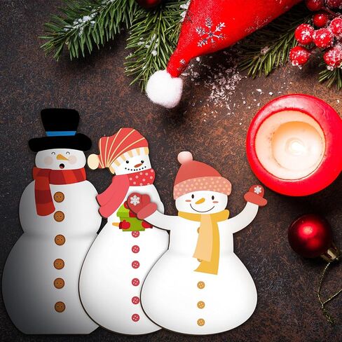 6 Pieces Christmas Wooden Snowman Cutouts Wood Snowman Ornaments Snowman Wood Slices Winter Wooden Crafts Christmas Tree Unfinished Wood Hanging Decors for DIY Projects Xmas Party Decoration to Paint in Saudi Arabia