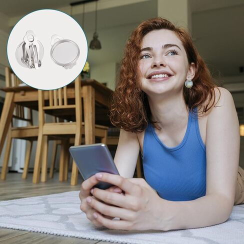 UNICRAFTALE 50 مجموعة من إعدادات القرط المصنوعة من الفولاذ المقاوم للصدأ مع 50 قطعة من كبوشن صينية خلفية مسطحة مستديرة ومشابك حلق غير مثقوبة ومكونات إعداد القرط ومحولات القرط لصنع القرط بنفسك in Saudi Arabia