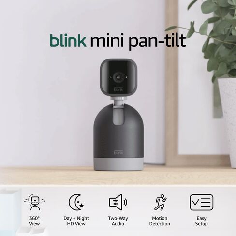 Blink Mini Pan-Tilt Camera (newest model), Rotating indoor plug-in smart security camera, two-way audio, HD video, motion detection, Works with Alexa (White) in Saudi Arabia