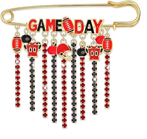 Game Day Brooches for Women Football Brooch Pins Touch Down Brooches Red Black Blue White Team Spirit Accessories Game Day Outfits Football Jewelry Party Favor Gifts in Saudi Arabia