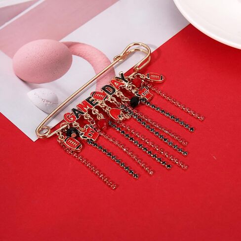 Game Day Brooches for Women Football Brooch Pins Touch Down Brooches Red Black Blue White Team Spirit Accessories Game Day Outfits Football Jewelry Party Favor Gifts in Saudi Arabia