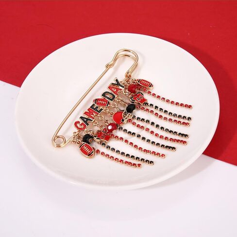 Game Day Brooches for Women Football Brooch Pins Touch Down Brooches Red Black Blue White Team Spirit Accessories Game Day Outfits Football Jewelry Party Favor Gifts in Saudi Arabia