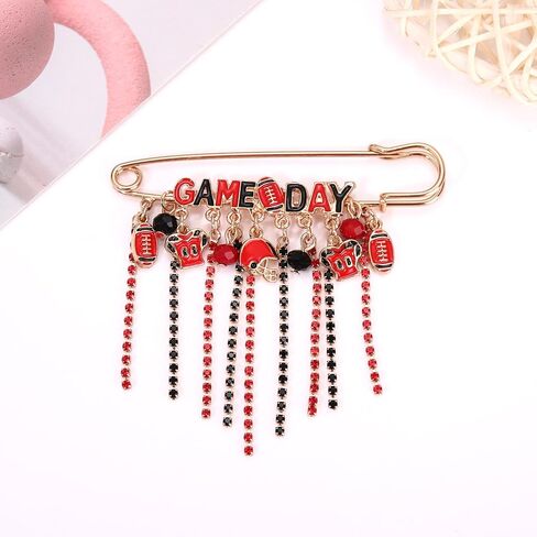 Game Day Brooches for Women Football Brooch Pins Touch Down Brooches Red Black Blue White Team Spirit Accessories Game Day Outfits Football Jewelry Party Favor Gifts in Saudi Arabia