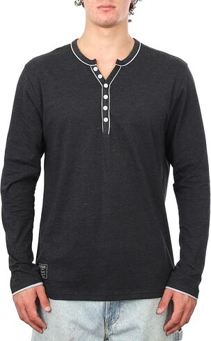 ZIMEGO Mens Long Sleeve Shirts Casual Henley Shirt Short Sleeve Button Up Tee in Kuwait