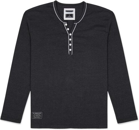 ZIMEGO Mens Long Sleeve Shirts Casual Henley Shirt Short Sleeve Button Up Tee in Kuwait