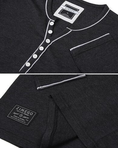 ZIMEGO Mens Long Sleeve Shirts Casual Henley Shirt Short Sleeve Button Up Tee in Kuwait