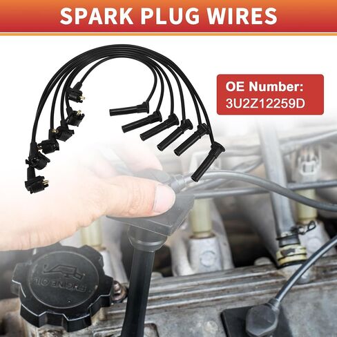 ACROPIX Car Spark Plug Coil Wires الإشعال لفائف تسخير كابل مناسب لـ Ford Explorer 2004-2010 6 Cyl 4.0L SOHC EFI No.3U2Z12259D - حزمة من 6 in Saudi Arabia