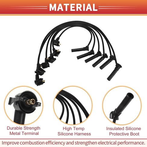 ACROPIX Car Spark Plug Coil Wires الإشعال لفائف تسخير كابل مناسب لـ Ford Explorer 2004-2010 6 Cyl 4.0L SOHC EFI No.3U2Z12259D - حزمة من 6 in Saudi Arabia