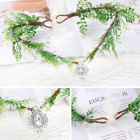 مجموعة عصابات رأس الزهور والأذنين الخيالية، أزياء حفلات الهالوين إكليل الشعر للنساء والفتيات، مجموعة تاج الزهور in Kuwait