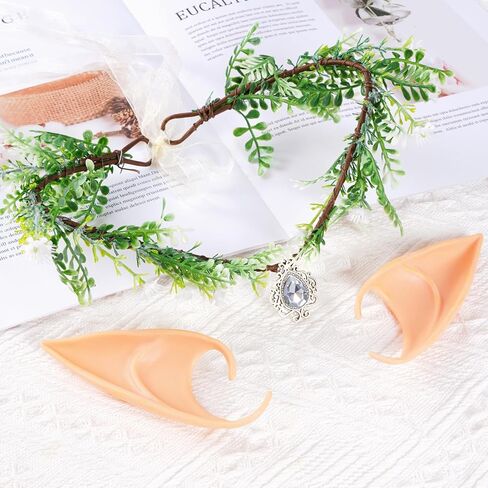 مجموعة عصابات رأس الزهور والأذنين الخيالية، أزياء حفلات الهالوين إكليل الشعر للنساء والفتيات، مجموعة تاج الزهور in Kuwait