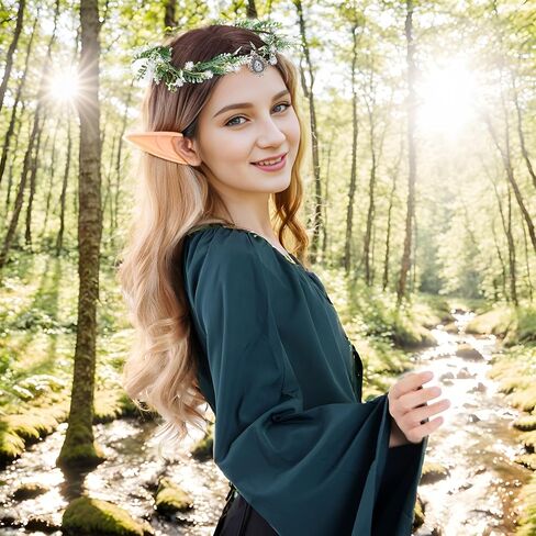 مجموعة عصابات رأس الزهور والأذنين الخيالية، أزياء حفلات الهالوين إكليل الشعر للنساء والفتيات، مجموعة تاج الزهور in Kuwait