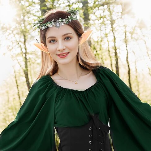 مجموعة عصابات رأس الزهور والأذنين الخيالية، أزياء حفلات الهالوين إكليل الشعر للنساء والفتيات، مجموعة تاج الزهور in Kuwait