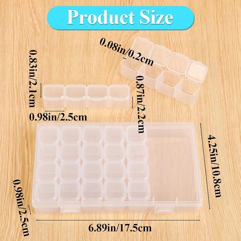 28 PCS Nail Charm Storage, Organizer Bead Storage Containers Mini Clear Boxes with Hinged Lid Bead Box Organizer Plastic Storage Cases Large Rectangle Organizing Box for Jewelry Making Craft Supplies in Saudi Arabia