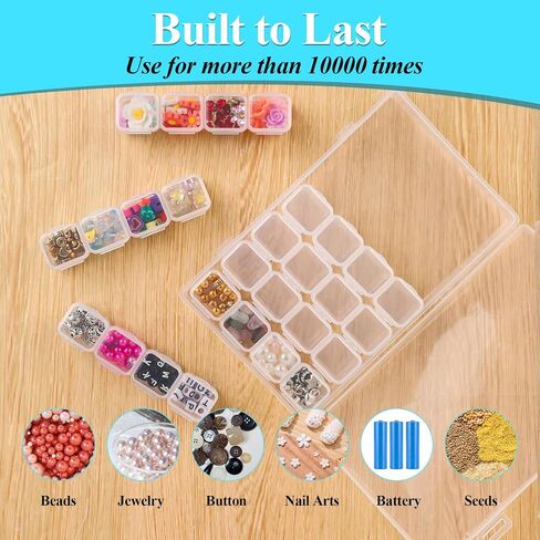 28 PCS Nail Charm Storage, Organizer Bead Storage Containers Mini Clear Boxes with Hinged Lid Bead Box Organizer Plastic Storage Cases Large Rectangle Organizing Box for Jewelry Making Craft Supplies in Saudi Arabia