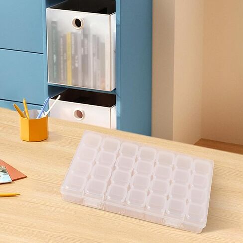 28 PCS Nail Charm Storage, Organizer Bead Storage Containers Mini Clear Boxes with Hinged Lid Bead Box Organizer Plastic Storage Cases Large Rectangle Organizing Box for Jewelry Making Craft Supplies in Saudi Arabia