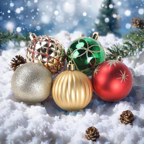 DeckTheHalls Christmas Ornaments, 30 Pcs 2.5 Inch Christmas Decoration Balls for Xmas Tree Hanging, Shatterproof Christmas Ball Ornaments for Festival Home Party Decors, (Red & Gold) in Saudi Arabia