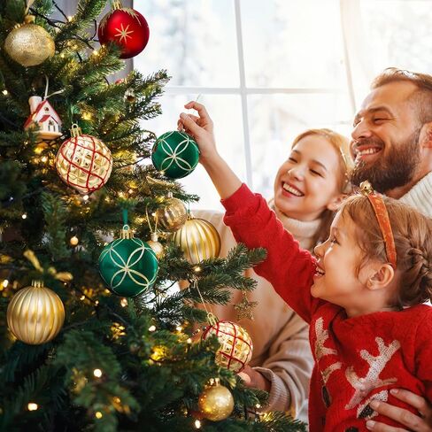 DeckTheHalls Christmas Ornaments, 30 Pcs 2.5 Inch Christmas Decoration Balls for Xmas Tree Hanging, Shatterproof Christmas Ball Ornaments for Festival Home Party Decors, (Red & Gold) in Saudi Arabia