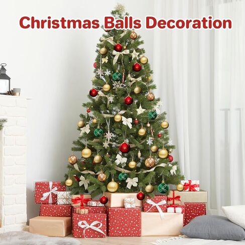 DeckTheHalls Christmas Ornaments, 30 Pcs 2.5 Inch Christmas Decoration Balls for Xmas Tree Hanging, Shatterproof Christmas Ball Ornaments for Festival Home Party Decors, (Red & Gold) in Saudi Arabia
