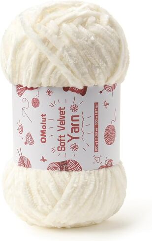 100g Fluffy Velvet Chenille Yarn for Crocheting and Knitting, 80m (87.5yd) Baby Yarn for Crocheting Soft, Crochet Chunky Yarn Amigurumi Yarn（White） in Saudi Arabia
