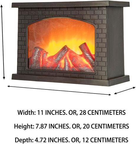 YAKii 12 "H مدفأة فانوس 6 مصابيح LED فائقة السطوع تعمل بالبطارية لمدة 6 ساعات، ديكور بلاستيكي معلق للجلوس للاستخدام الداخلي والخارجي، ديكور يوم عيد الميلاد مصقول بالنحاس العتيق. in Kuwait