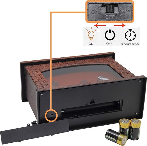 YAKii 12 "H مدفأة فانوس 6 مصابيح LED فائقة السطوع تعمل بالبطارية لمدة 6 ساعات، ديكور بلاستيكي معلق للجلوس للاستخدام الداخلي والخارجي، ديكور يوم عيد الميلاد مصقول بالنحاس العتيق. in Kuwait