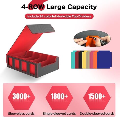 BORISI MTG Deck Box, 3000+ Commander Deck Box with 8 Card Supports & 24 Dividers, Leather Trading Card Storage Box/Case, Card Deck Box with Windows Mtg Card Storage for Magic Game Cards in Saudi Arabia