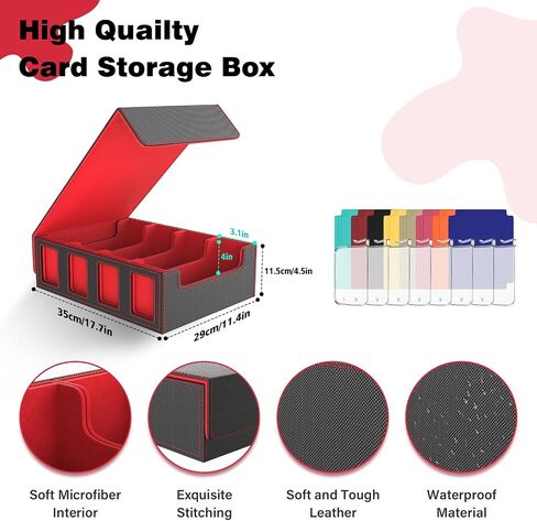 BORISI MTG Deck Box, 3000+ Commander Deck Box with 8 Card Supports & 24 Dividers, Leather Trading Card Storage Box/Case, Card Deck Box with Windows Mtg Card Storage for Magic Game Cards in Saudi Arabia