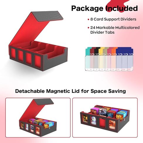 BORISI MTG Deck Box, 3000+ Commander Deck Box with 8 Card Supports & 24 Dividers, Leather Trading Card Storage Box/Case, Card Deck Box with Windows Mtg Card Storage for Magic Game Cards in Saudi Arabia
