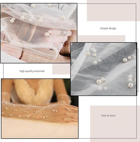 قفازات بيضاء رسمية للنساء، قفازات زفاف للعروس، قفازات بيضاء، لؤلؤية، قفازات الزفاف، قفازات شفافة، قفازات لؤلؤ الزفاف النسائية من التول، قفازات شبكية بيضاء لحفلات مكياج الزفاف والولائم in Kuwait