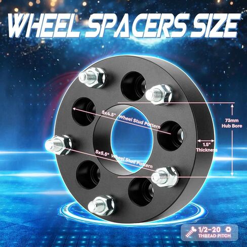 5x4.5 to 5x5.5 1.5in Wheel Spacers, 5x114.3mm to 5x139.7mm Forged 5 Lugs Adapters, Fit for Ford-Jeep-Lincoln-Mazda-Mercury for Explorer Cherokee Wrangler B2500 B3000 73mm Bore 1/2-20 Studs 4pcs in Saudi Arabia