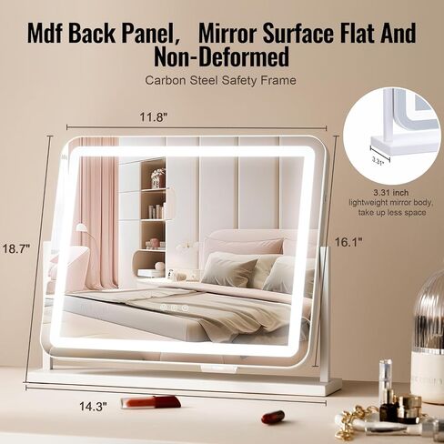 VEVOR Lighted Makeup Mirror, Three Color Lighting Modes Hollywood Vanity Mirror, Makeup LED Mirror with Lights, and 5X Magnification,USB Port, Smart Touch Control, 360°Rotation (21.7x17.7 in, White) in Saudi Arabia