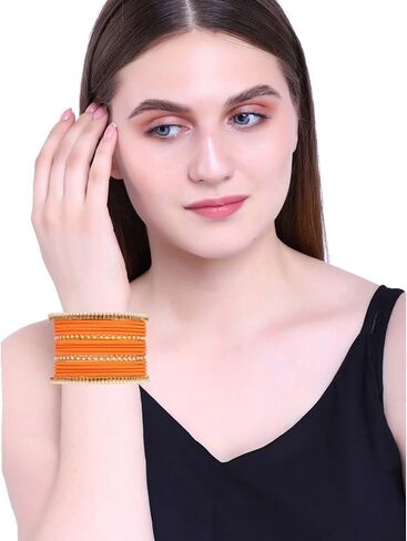 Efulgenz Indian Bridal Bangles Set Faux Pearl Beaded Rhinestone Traditional Crystal CZ with Plain Matte Finish Metal Bangles Bracelet Wedding Jewelry Fashion Costume Accessories for Women in Saudi Arabia