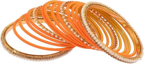 Efulgenz Indian Bridal Bangles Set Faux Pearl Beaded Rhinestone Traditional Crystal CZ with Plain Matte Finish Metal Bangles Bracelet Wedding Jewelry Fashion Costume Accessories for Women in Saudi Arabia