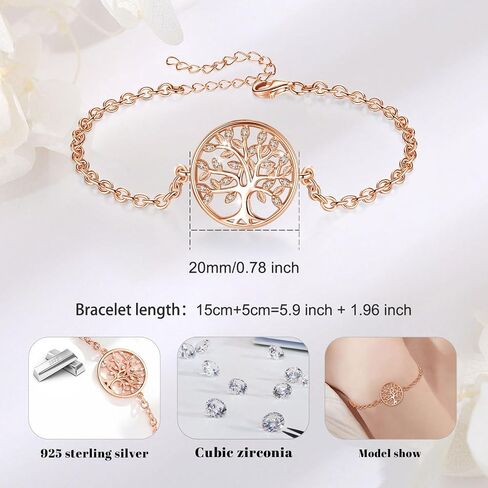 AEONSLOVE 925 Sterling Silver Tree of Life Bracelets for Women, Tree of Life Jewelry, Gifts for Mom Wife Grandma Sister in Kuwait